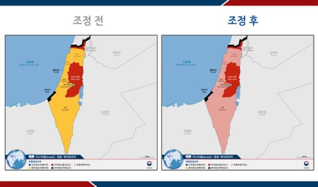 Israel Map Indicating Travel Advisory Levels